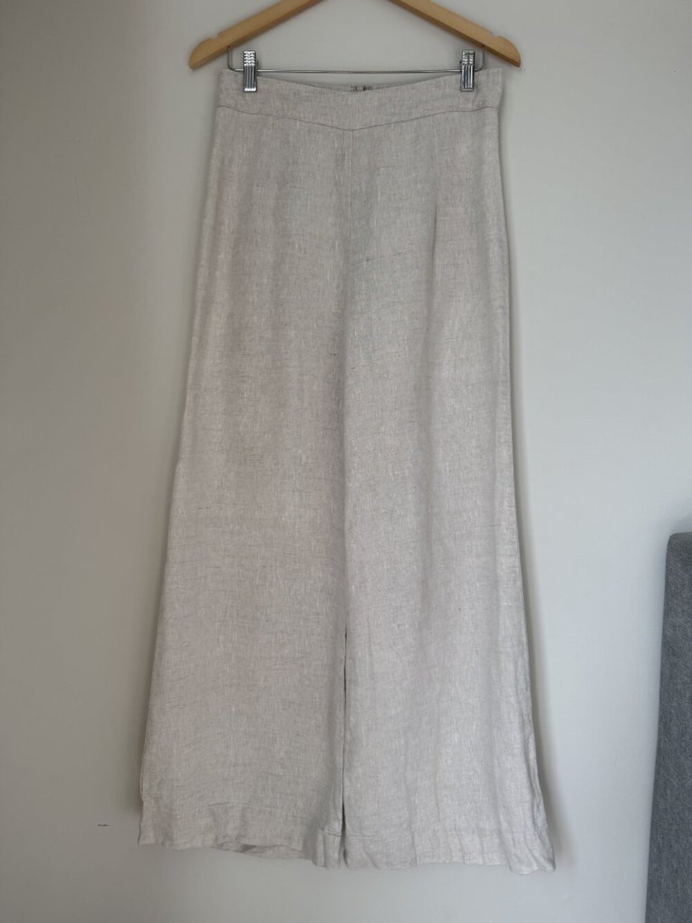 Billy J Linen Wide Leg Pants, Oatmeal, Size AU 10 (US 6)